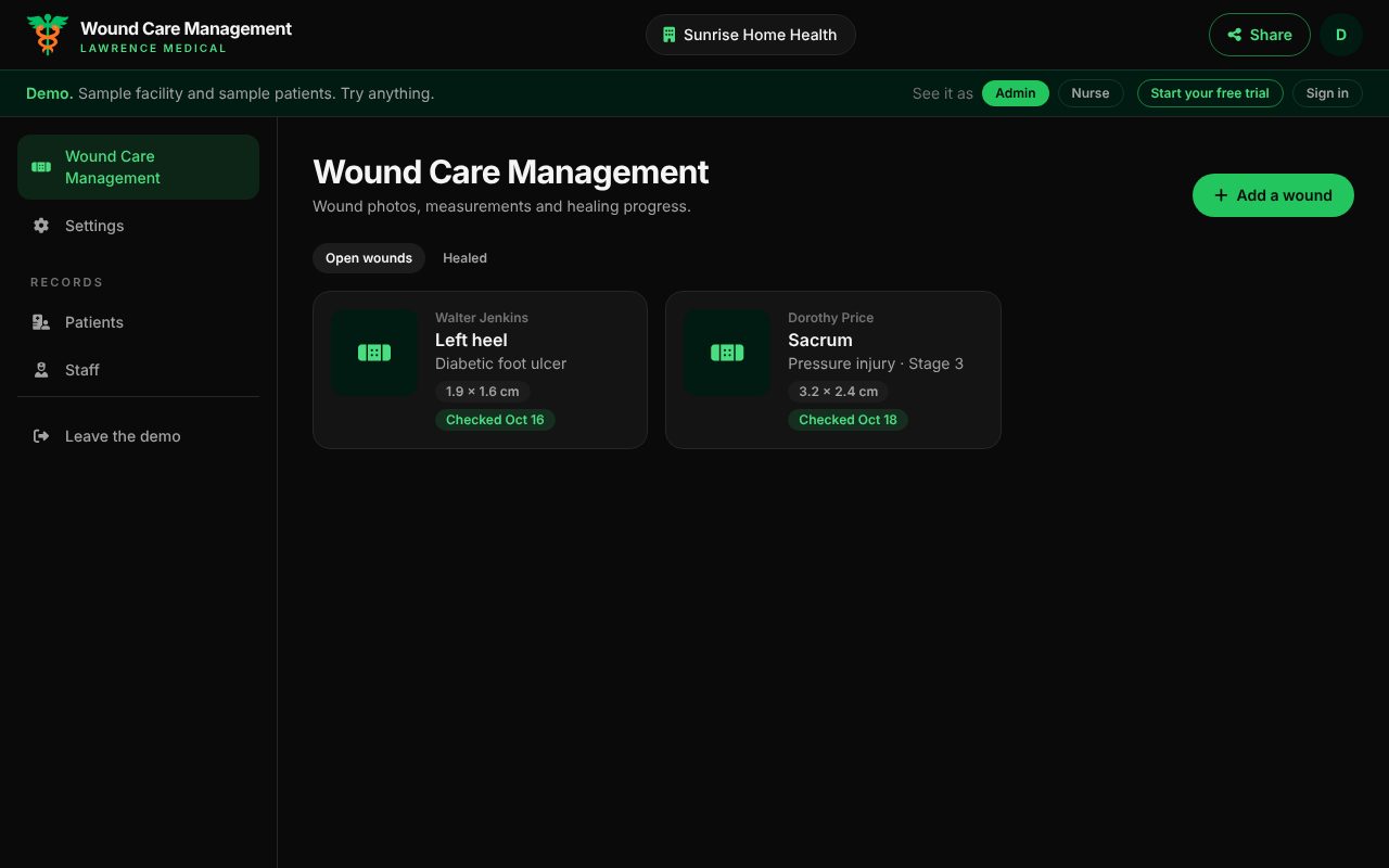 Wound Care Management running with a sample home health agency